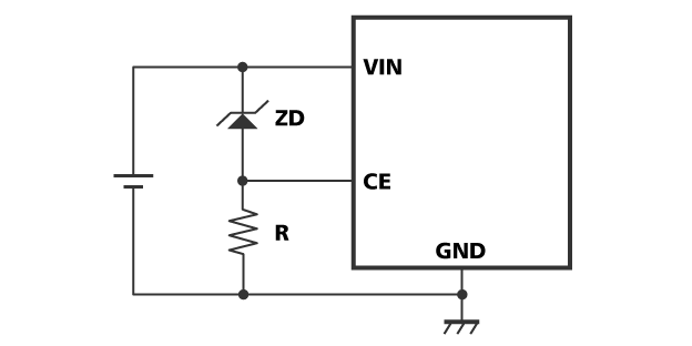 The circuit with a zener diode and a resistor